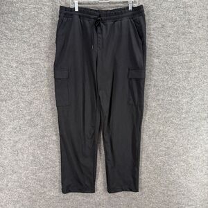 Mondetta Jogger Pants Women XL Black High Rise Flat Front Drawstring Pockets